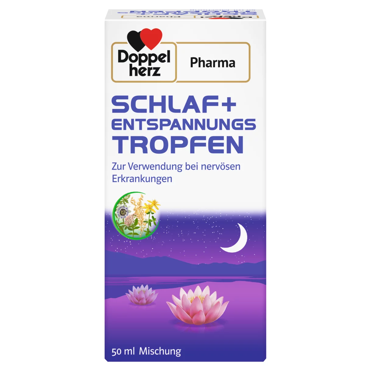 Abbildung der Produktverpackung DoppelherzPharma SCHLAF + ENTSPANNUNGS TROPFEN Rückansicht